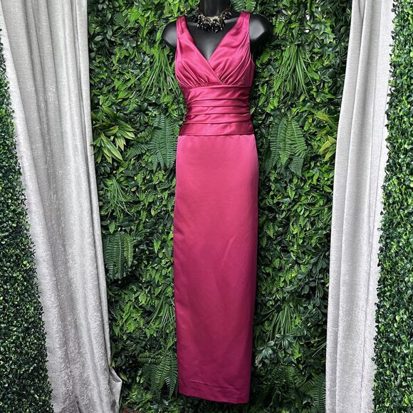 DAVIDS BRIDAL Dress Women 4 Pink‎ Satin Pleated Layered Gown Formal Wedding 2419 - Picture 3 of 12